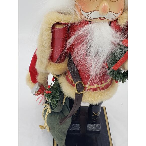 Nutcracker Santa Claus Christmas Decor Red Cape Holding Toy Bag Size 14" - Picture 13 of 16